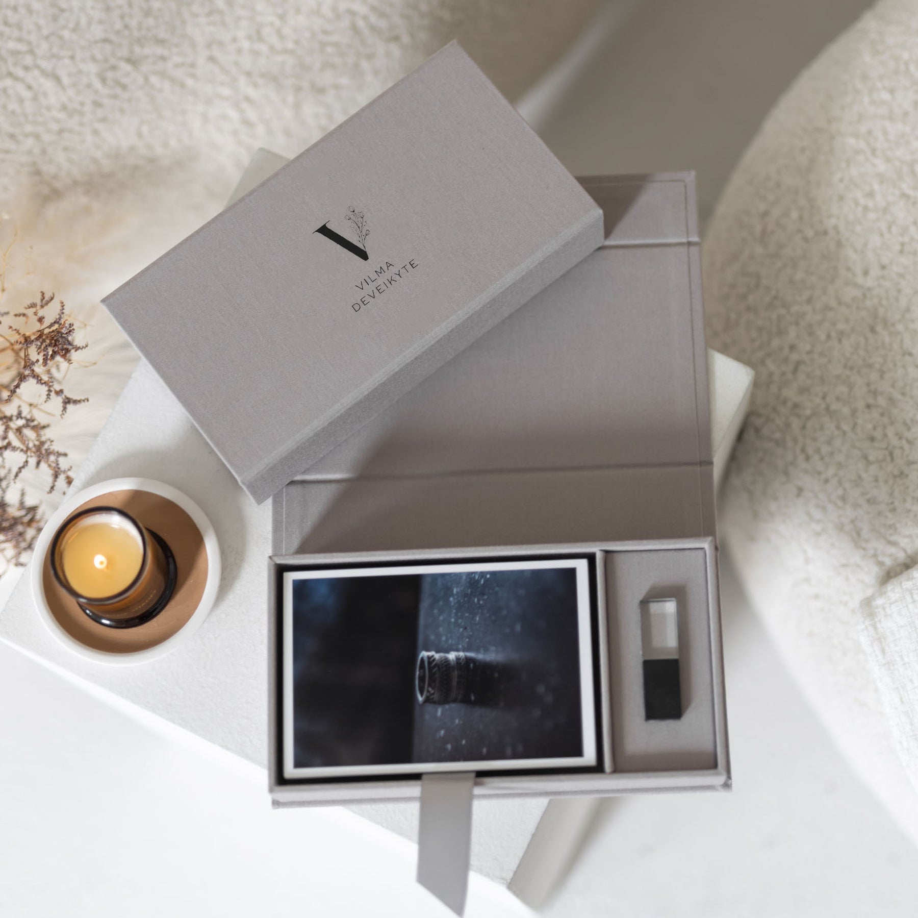 4x6 Slate gray fabric photo box