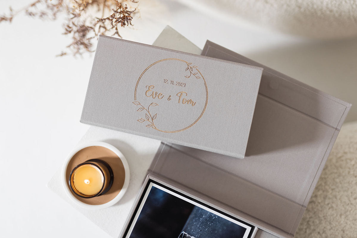 4x6 Slate gray fabric photo box