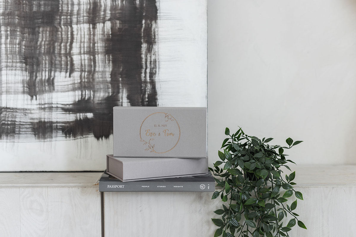 4x6 Slate gray fabric photo box
