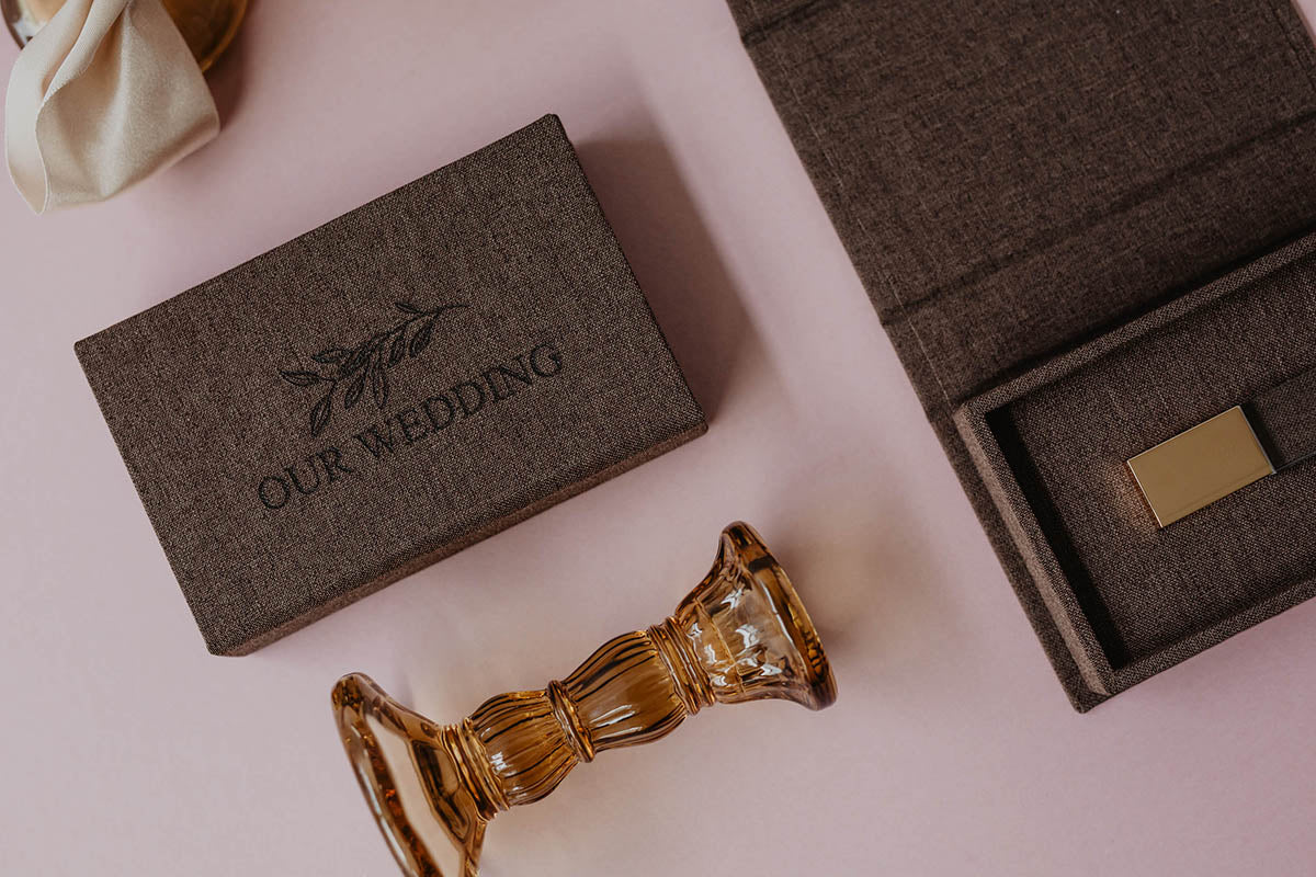 Choco brown fabric USB box