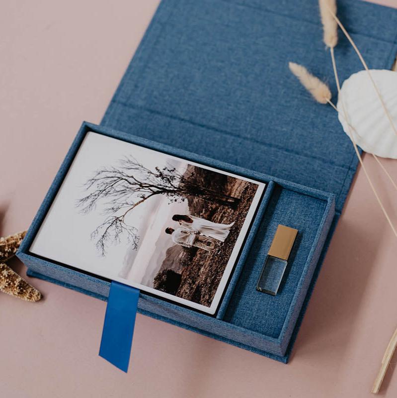 5x7 Ocean blue fabric photo box