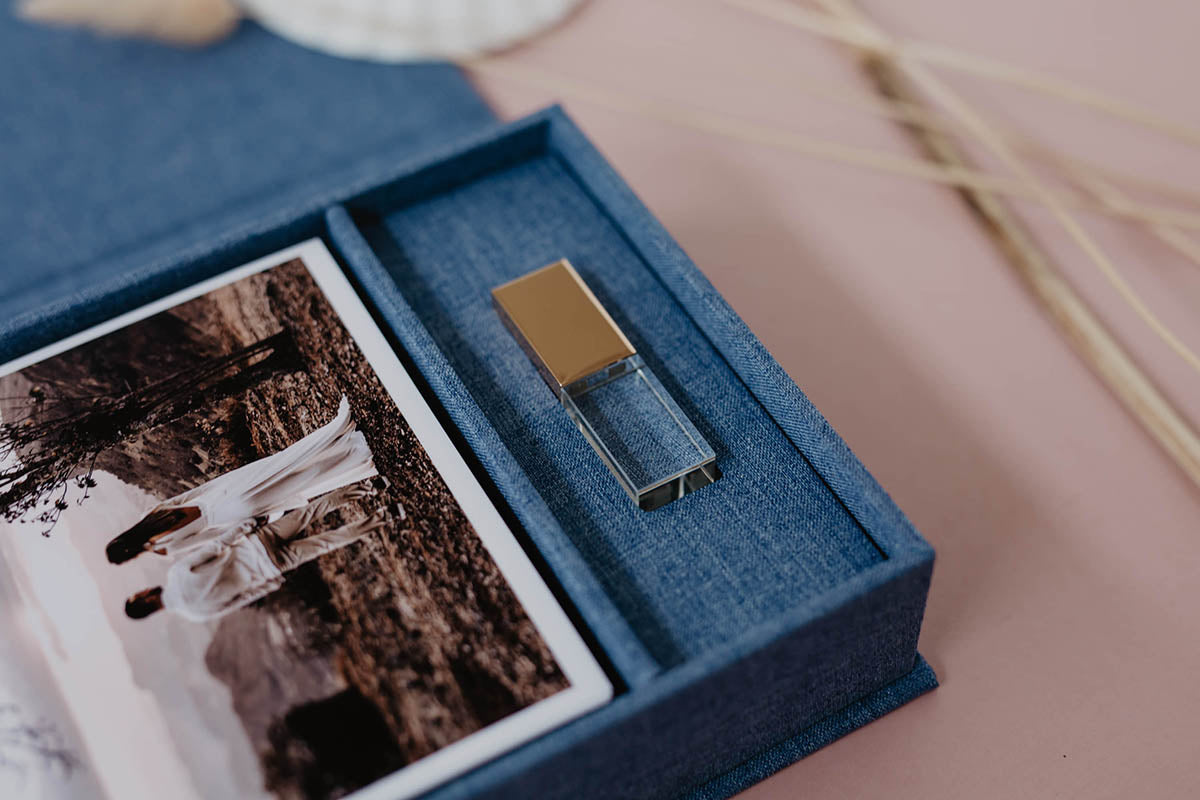 5x7 Ocean blue fabric photo box