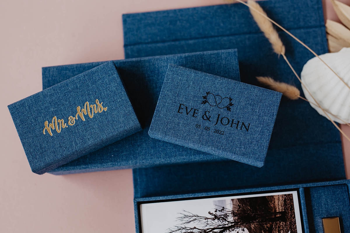 5x7 Ocean blue fabric photo box