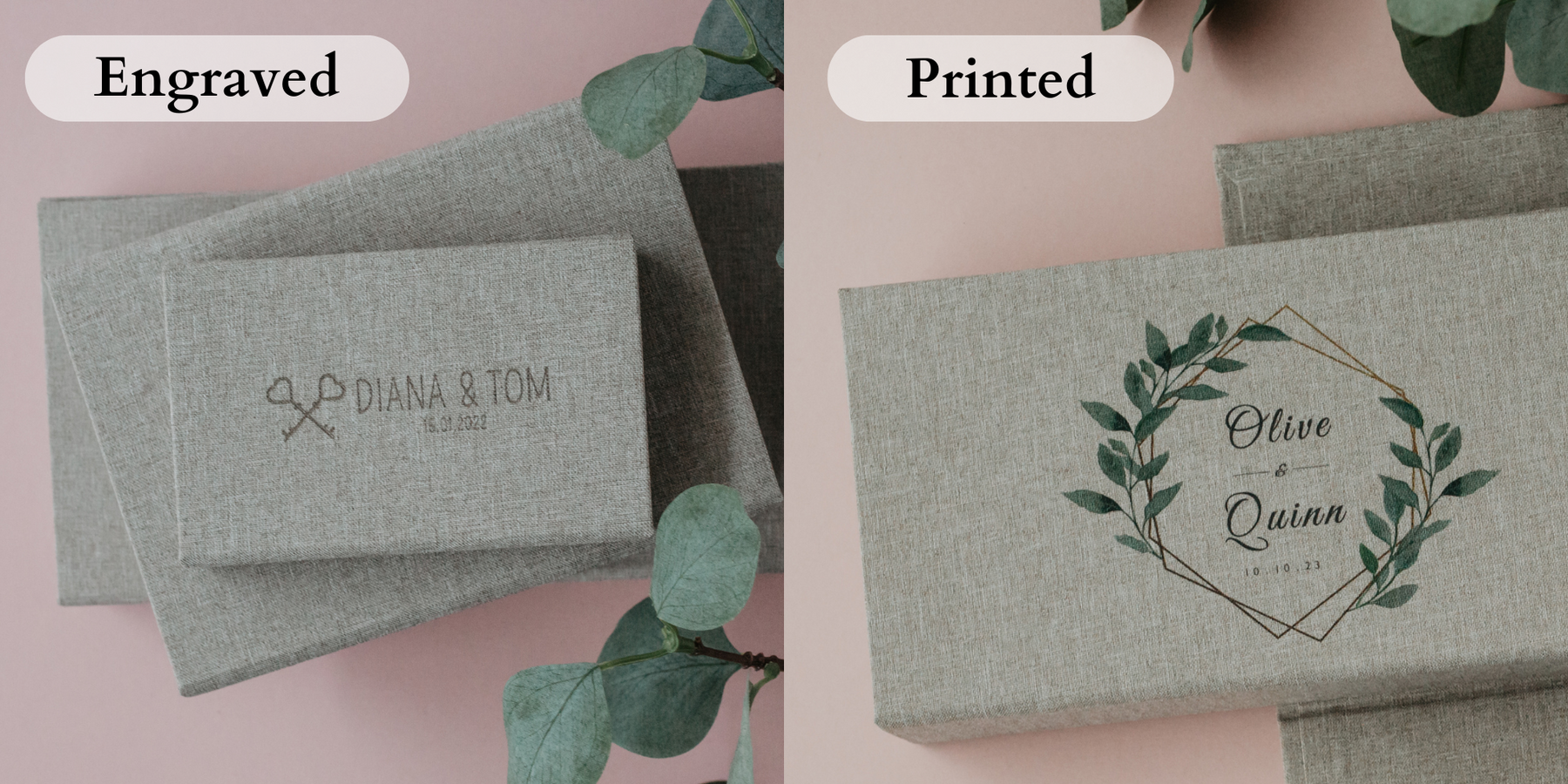 5x7 Light gray fabric photo box