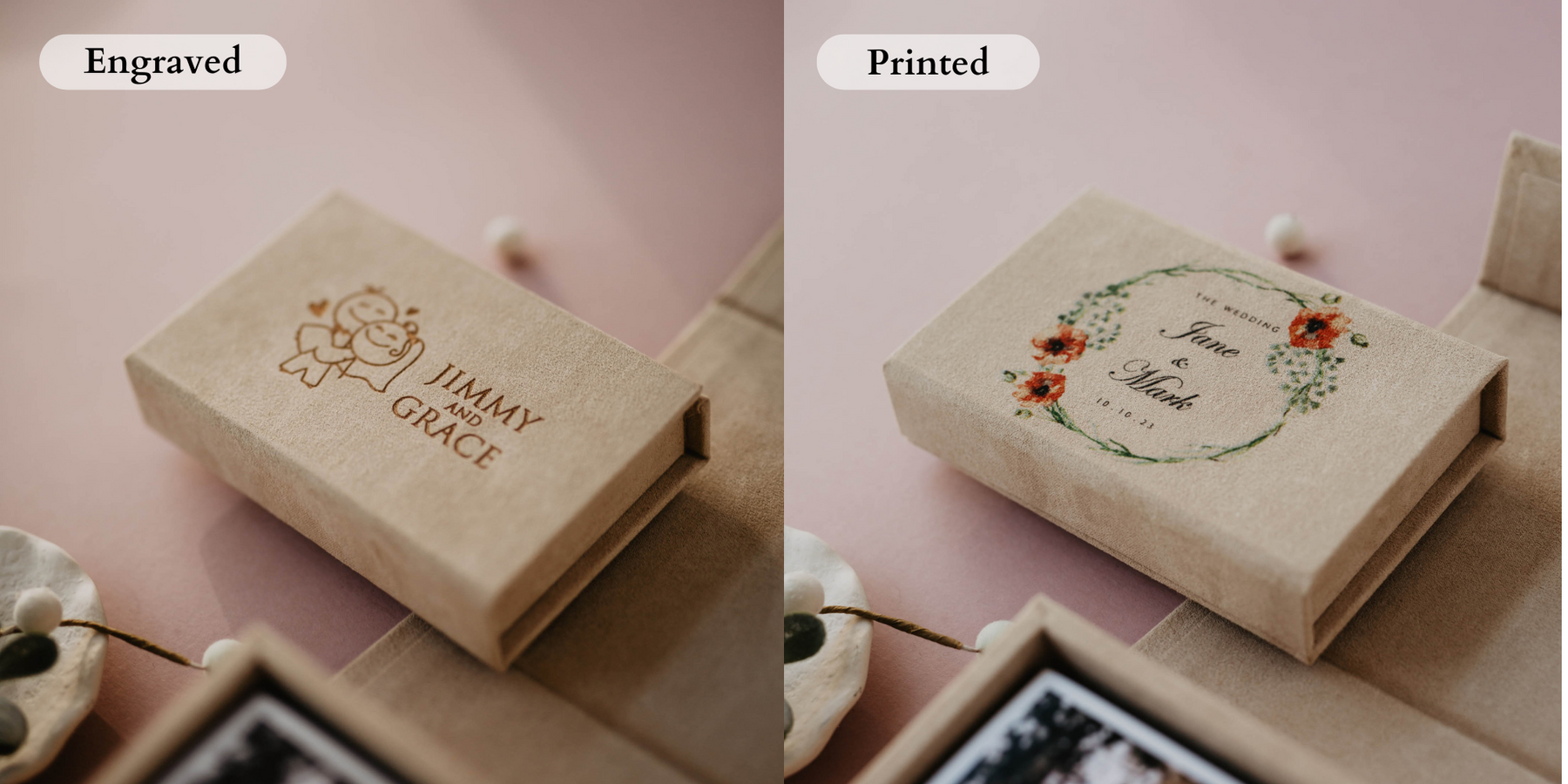 4x6 Latte velvet photo box