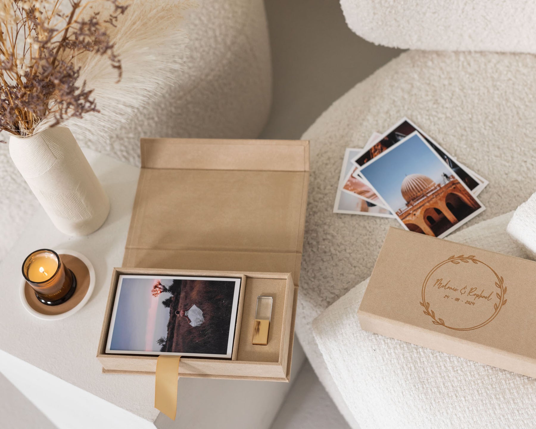 4x6 Latte velvet photo box