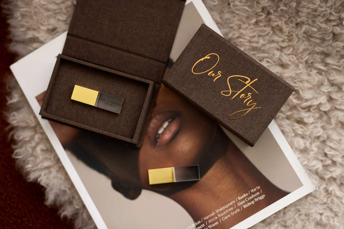 Choco brown fabric USB box