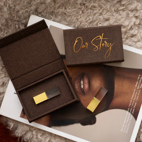 Choco brown fabric USB box
