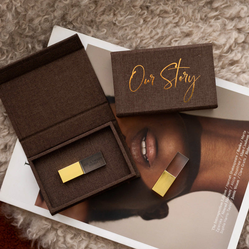 Choco brown fabric USB box