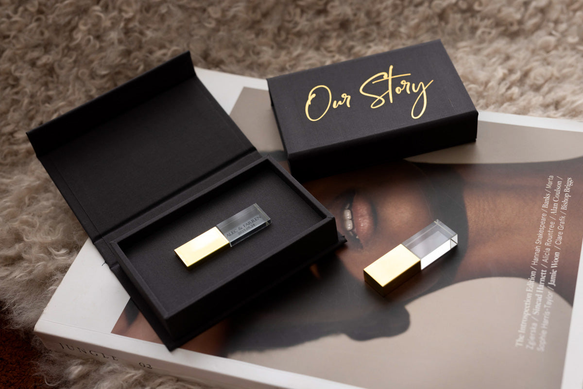Navy Blue fabric USB box