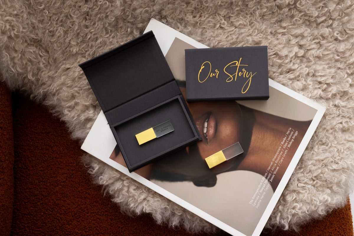 Navy Blue fabric USB box