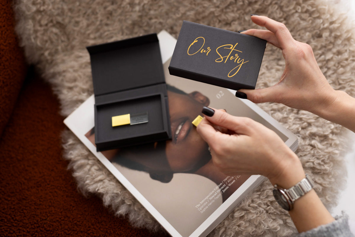 Navy Blue fabric USB box