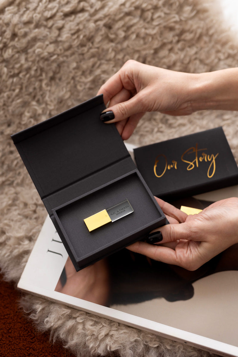Navy Blue fabric USB box