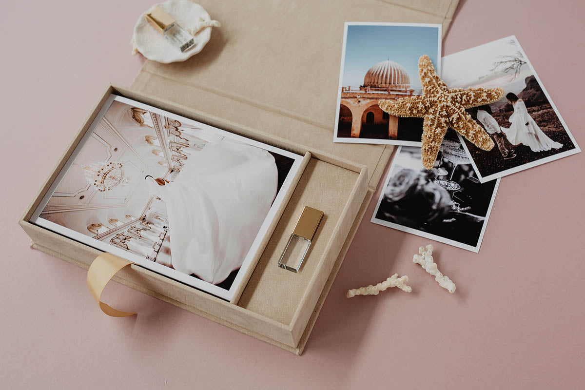 6x8 Latte velvet photo box