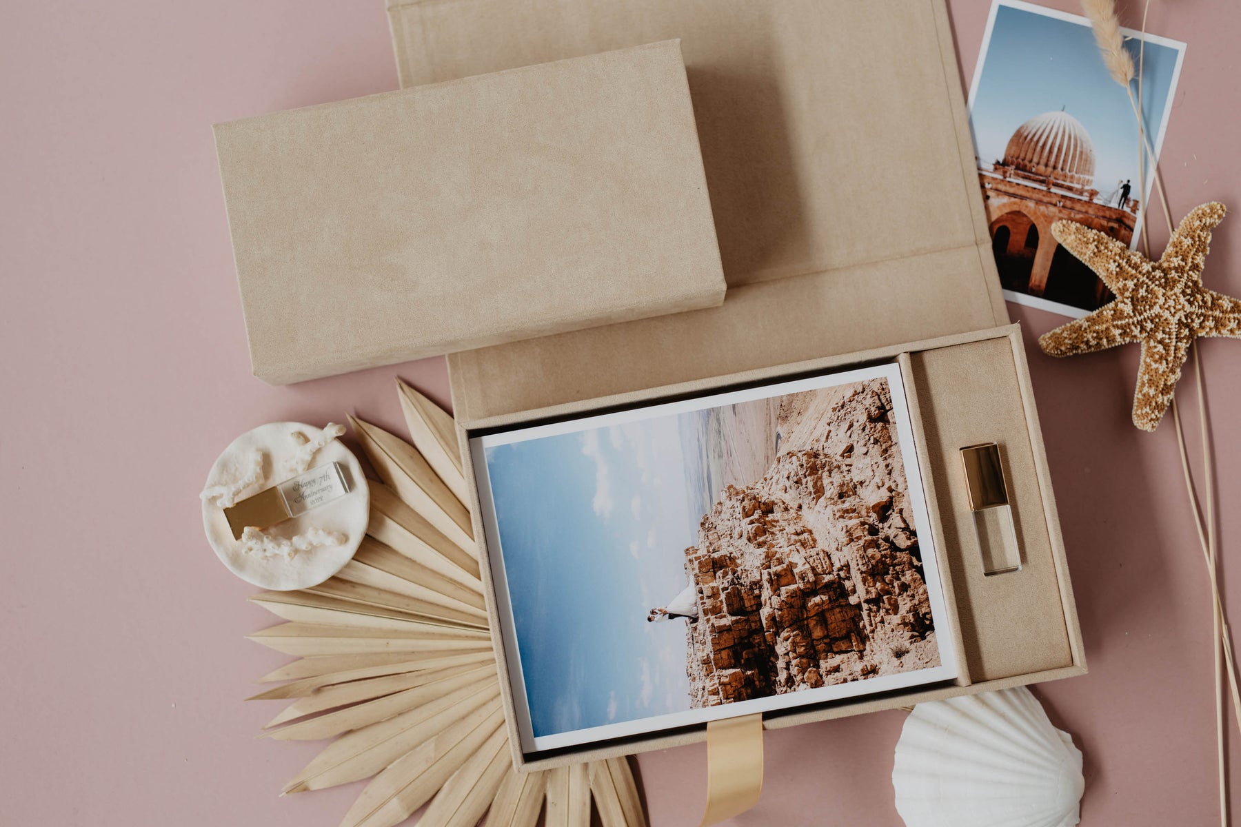 5x7 Latte velvet photo box