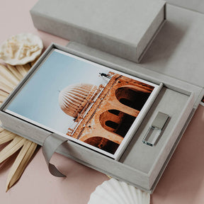 5x7 Gray velvet photo box