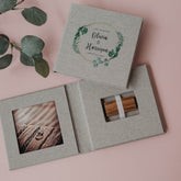 4x4 Gray fabric USB box with photo