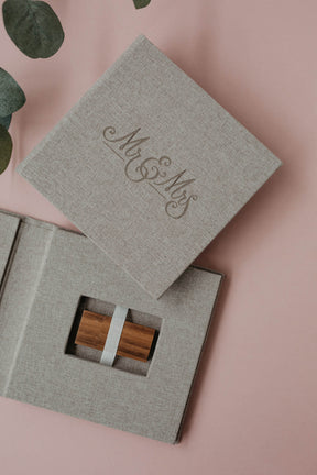 4x4 Gray fabric USB box with photo