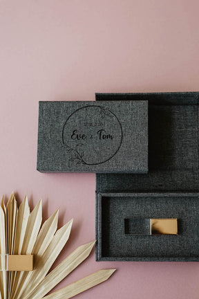 Dark gray fabric USB box