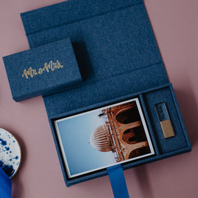 4x6 Navy blue fabric photo box