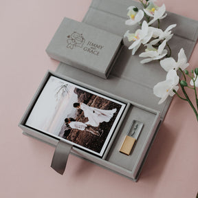 4x6 Gray velvet photo box