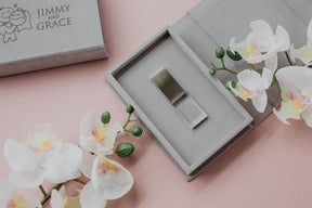 Gray velvet USB box