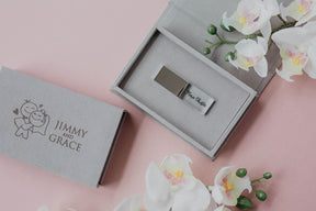 Gray velvet USB box