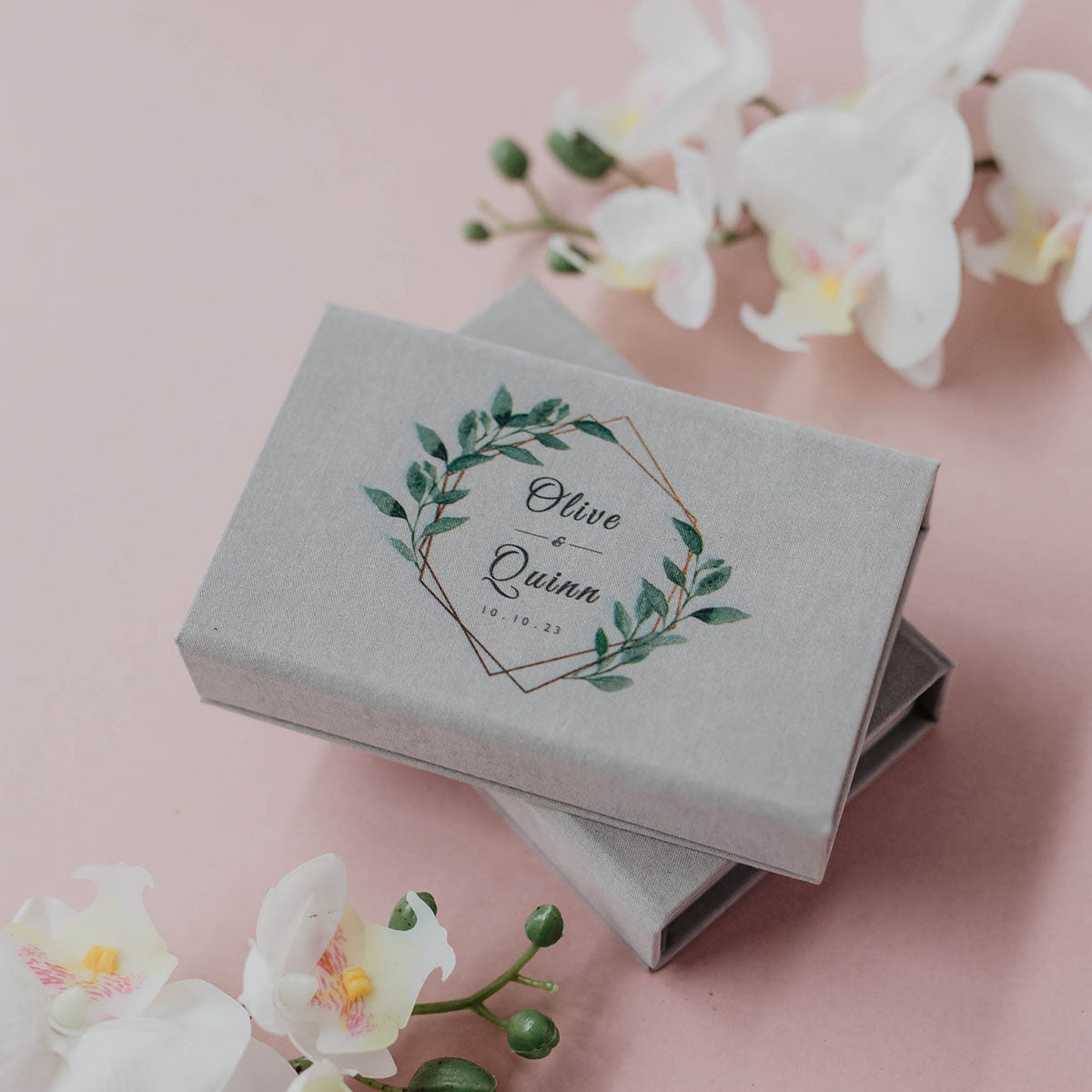 Gray velvet USB box