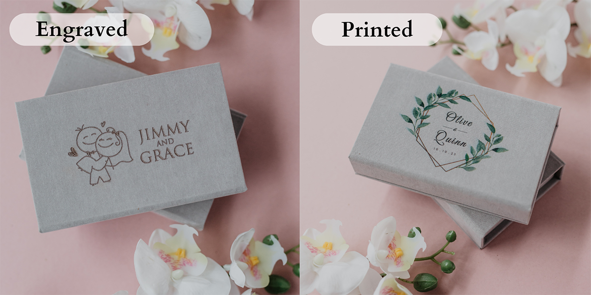 5x7 Gray velvet photo box