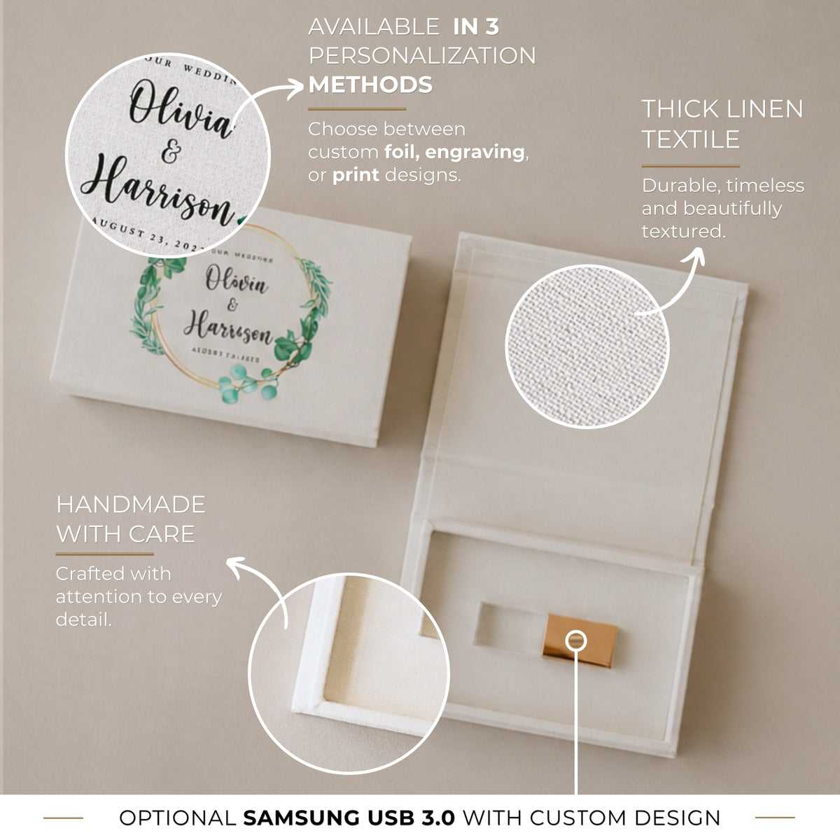 White fabric USB box